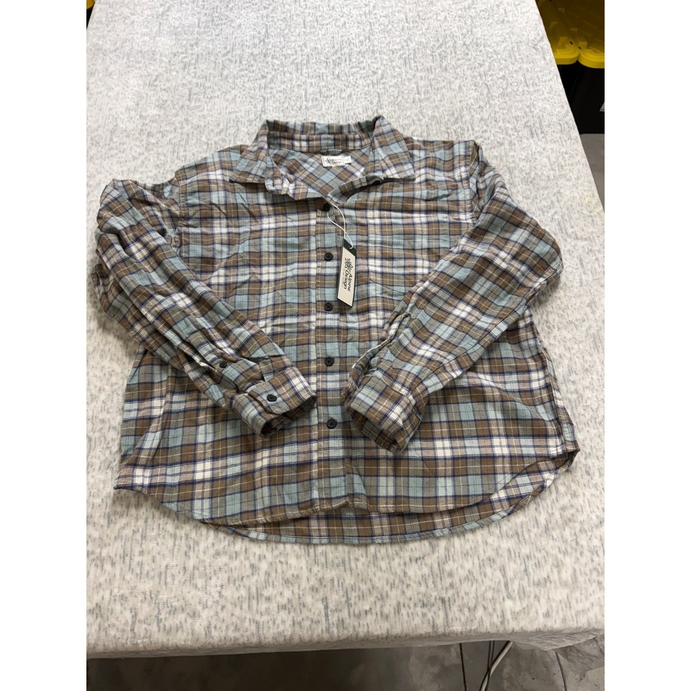 Alpine Design Womens L Midweight Flannel Shirt Brown Fall River Plaid NWT